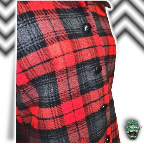 VINTAGE 1990’s Quirky Twee Tartan Plaid Wool 49er Style Blazer Jacket, Size 12P - Picture 2 of 10